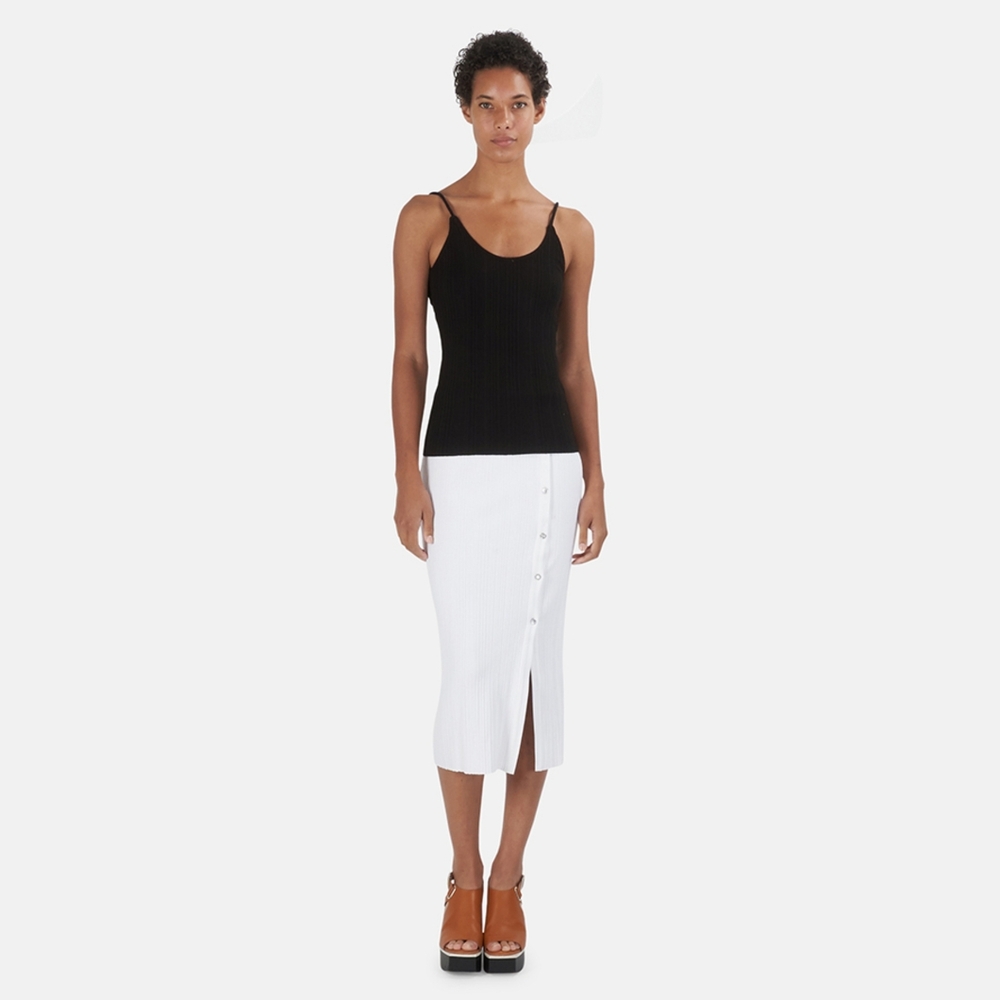 The Range Wave Rib Button-Up Skirt‎ -White